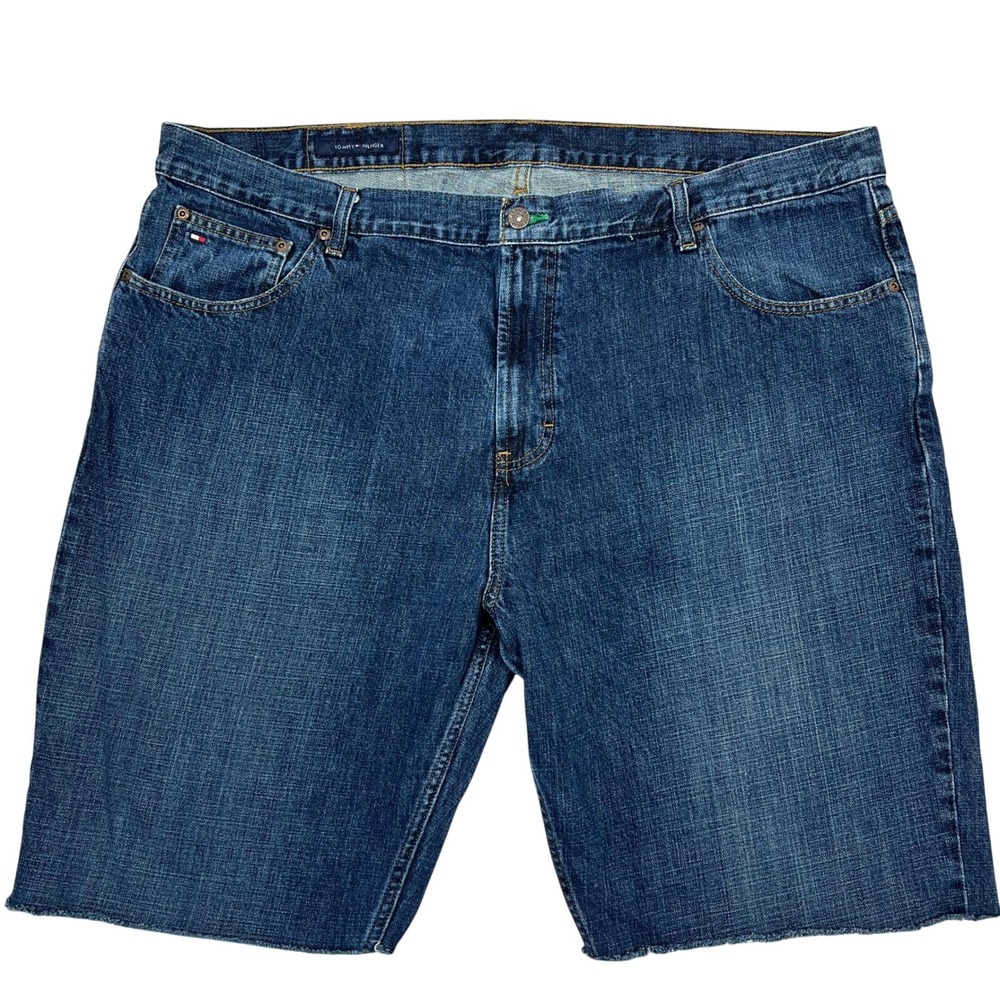 Tommy Hilfiger Dad Jean Shorts 44" Cut-Off Denim Jorts Loose Fit Raw Hem Retro